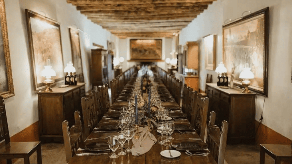 Historical dining room reception setup