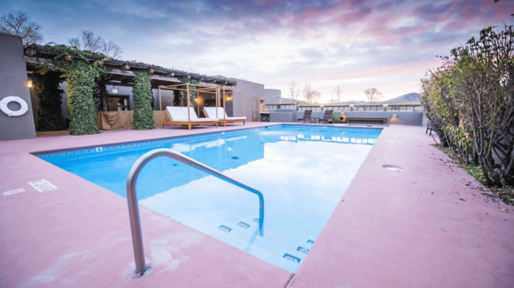 Sunset skies at pool